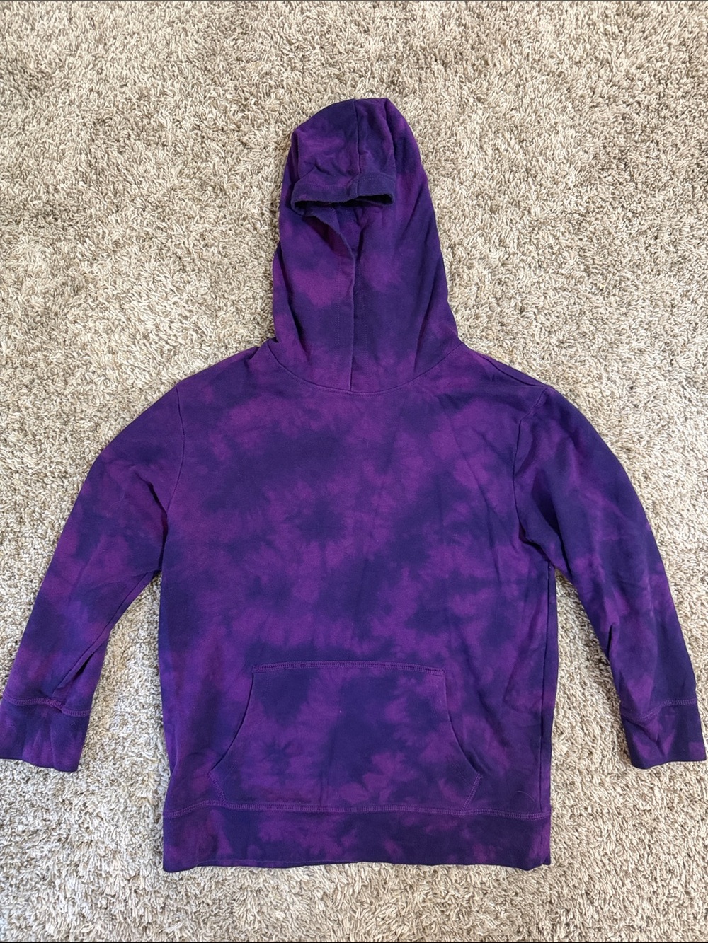 Wonder Nation Purple Tie-Dye Hoodie Sweatshirt Cozy Pullover